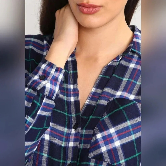 Gap × Pendleton long sleeve shirtdress Blue Plaid check size large - Picture 3 of 11